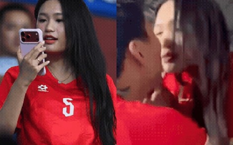 Cam thường soi cận nhan sắc thật của Doãn Hải My khi được Văn Hậu hôn ngay trên SVĐ, liệu có khác ảnh trên mạng?