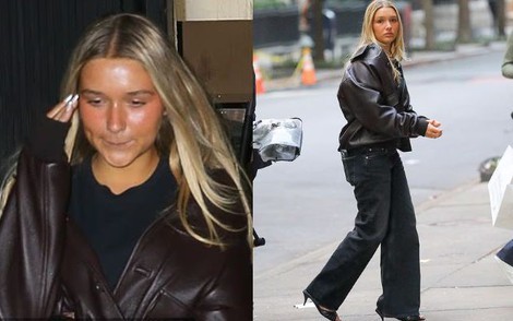 Tiểu thư Harper nhà Beckham thất thần mỏi mệt, xuống sắc thấy rõ khi để mặt mộc, bước ra từ xế hộp sang chảnh