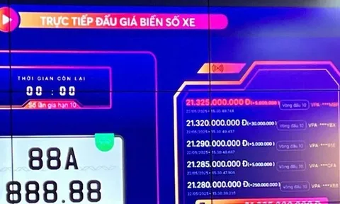 Biển số 88A-888.88 có giá trúng đấu giá hơn 21 tỷ đồng